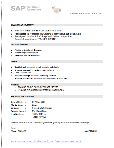 Sap bi bw consultant resume